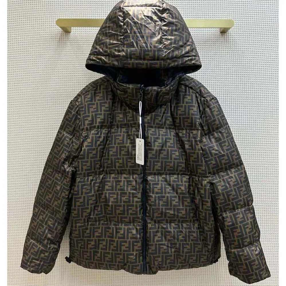 Fendi Down Jacket Blue FF Tech Fabric Down Jacket for Women Fendi Down Jacket Blue FF Tech Fabric Down Jacket for Women