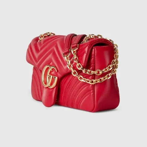 Gucci Marmont Medium Shoulder Bag in Bright Red Gold Hardware Gucci Marmont Medium Shoulder Bag in Bright Red Gold Hardware