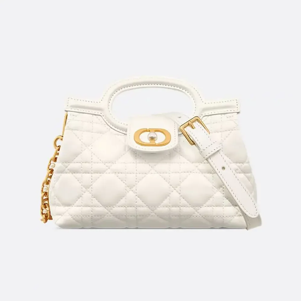 Dior Dior Jolie Top Handle Mini Bag Latte Cannage Lambskin for Women