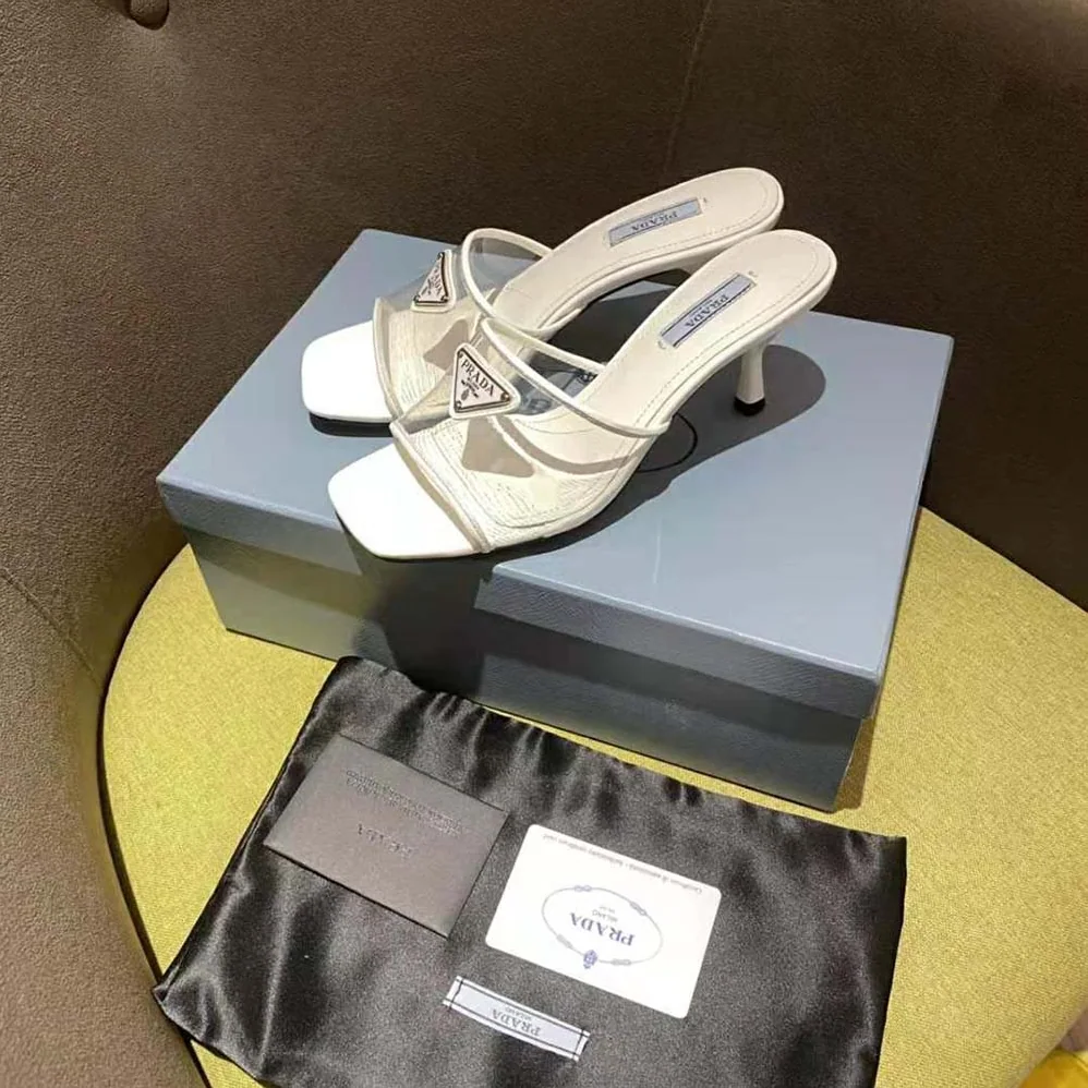 Prada Plexiglas and Patent Leather Sandals 65 mm Varnished Heel for Women in White Prada Plexiglas and Patent Leather Sandals 65 mm Varnished Heel for Women in White