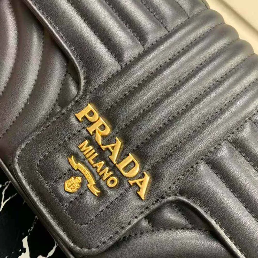 Prada Medium Leather Prada Diagramme Bag for Women in Black