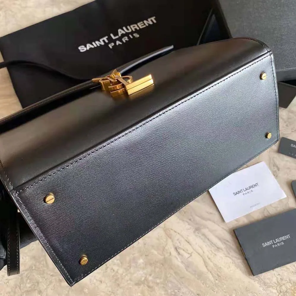Saint Laurent YSL Cassandra Top Handle Medium Bag in Grain DE Poudre Embossed Leather for Women in Black Saint Laurent YSL Cassandra Top Handle Medium Bag in Grain DE Poudre Embossed Leather for Women in Black