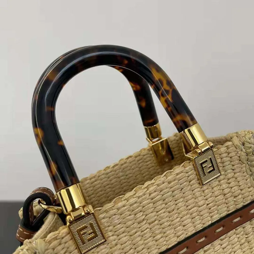 Fendi Mini Sunshine Shopper Natural Straw Mini for Women in Bag