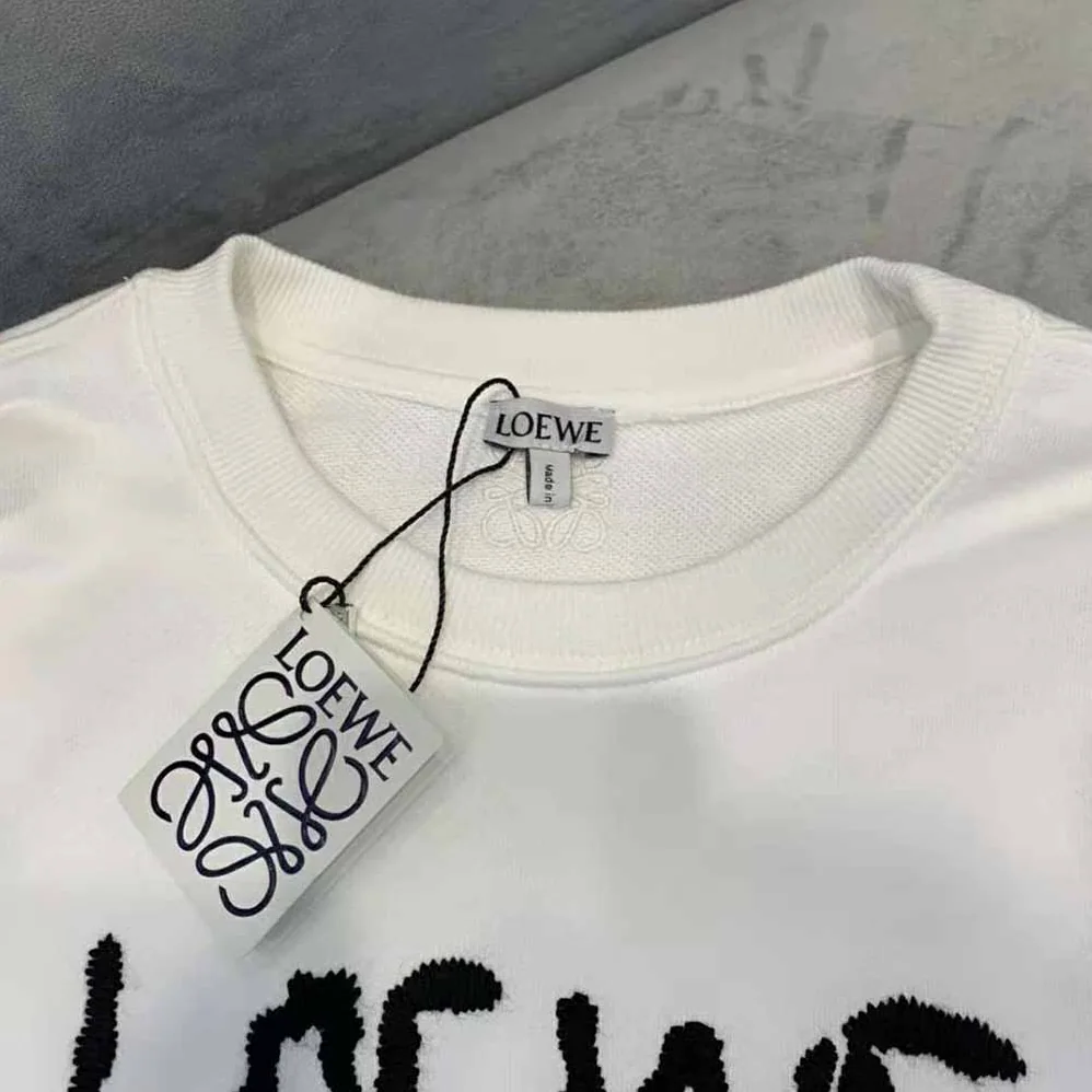 Loewe Embroidered Sweatshirt in Cotton for Women in White Loewe Embroidered Sweatshirt in Cotton for Women in White