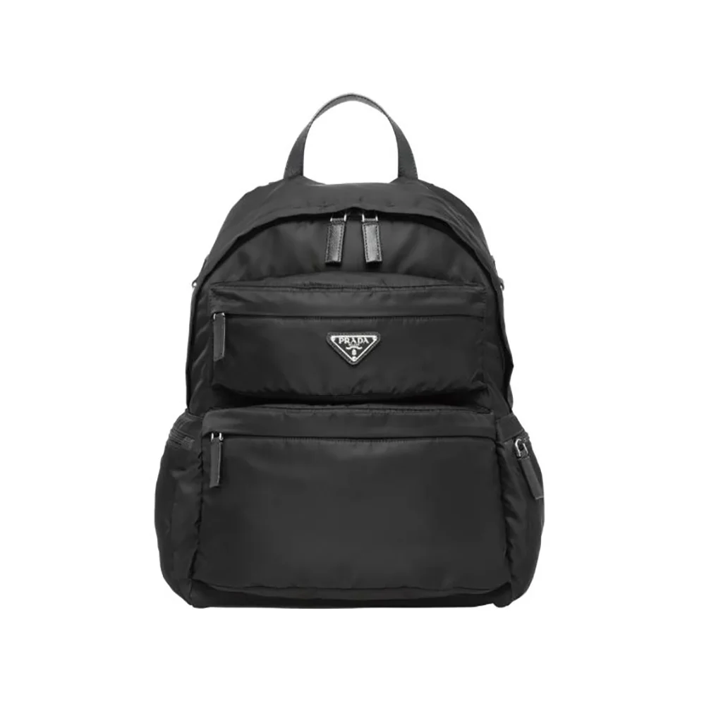 Prada Iconic Nylon Backpack with Timeless for Men in Black Prada Iconic Nylon Backpack with Timeless for Men in Black