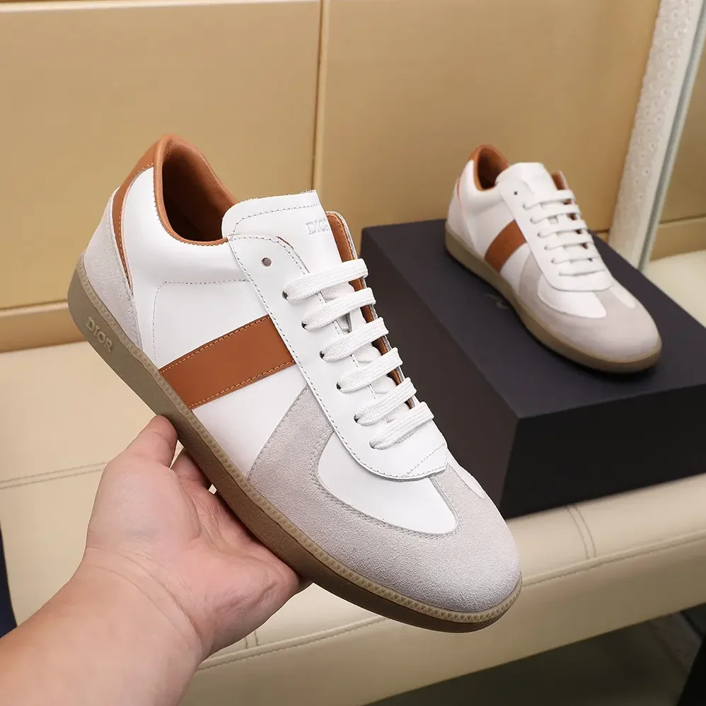 Dior B01 Matchpoint Sneaker Cognac and White Smooth Calfskin with White Suede for Unisex