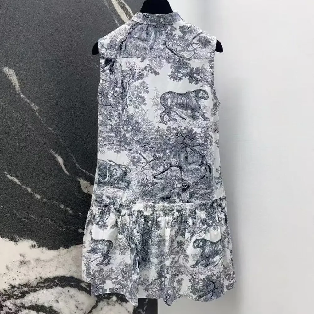Dior Dioriviera Straight Ruffled Dress White Toile de Jouy Palms Cotton and Silk Poplin for Women Dior Dioriviera Straight Ruffled Dress White Toile de Jouy Palms Cotton and Silk Poplin for Women