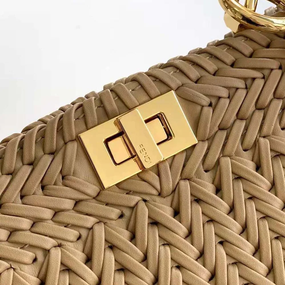 Fendi Peekaboo ISeeU Petite Brown Padded Calfskin Leather Bag for Women