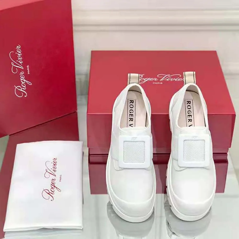 Roger Vivier Walky Viv' Lacquered Buckle Sneakers in Patent Leather for Women in White Roger Vivier Walky Viv' Lacquered Buckle Sneakers in Patent Leather for Women in White