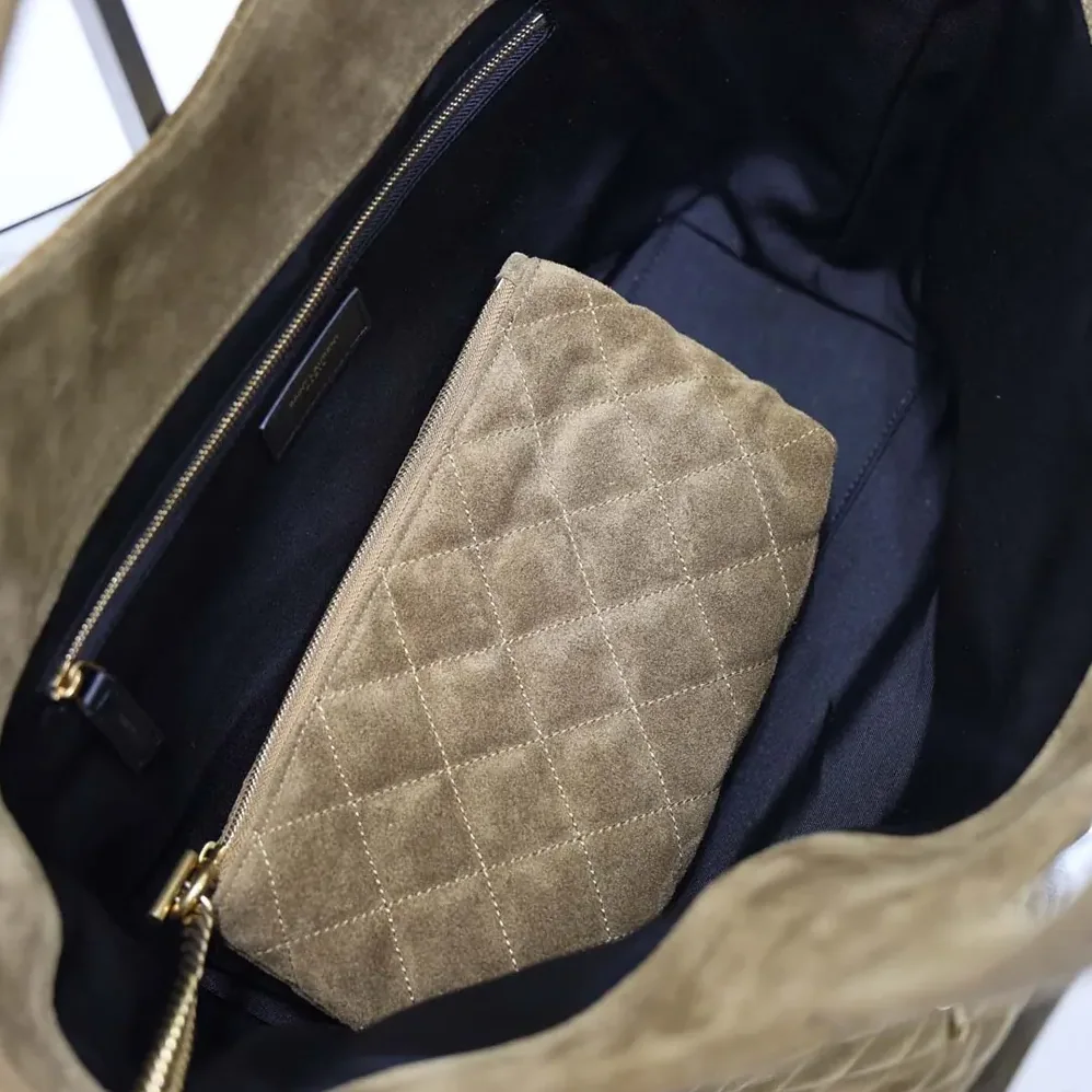Saint Laurent YSL Icare Medium In Quilted Suede for Women in Brown