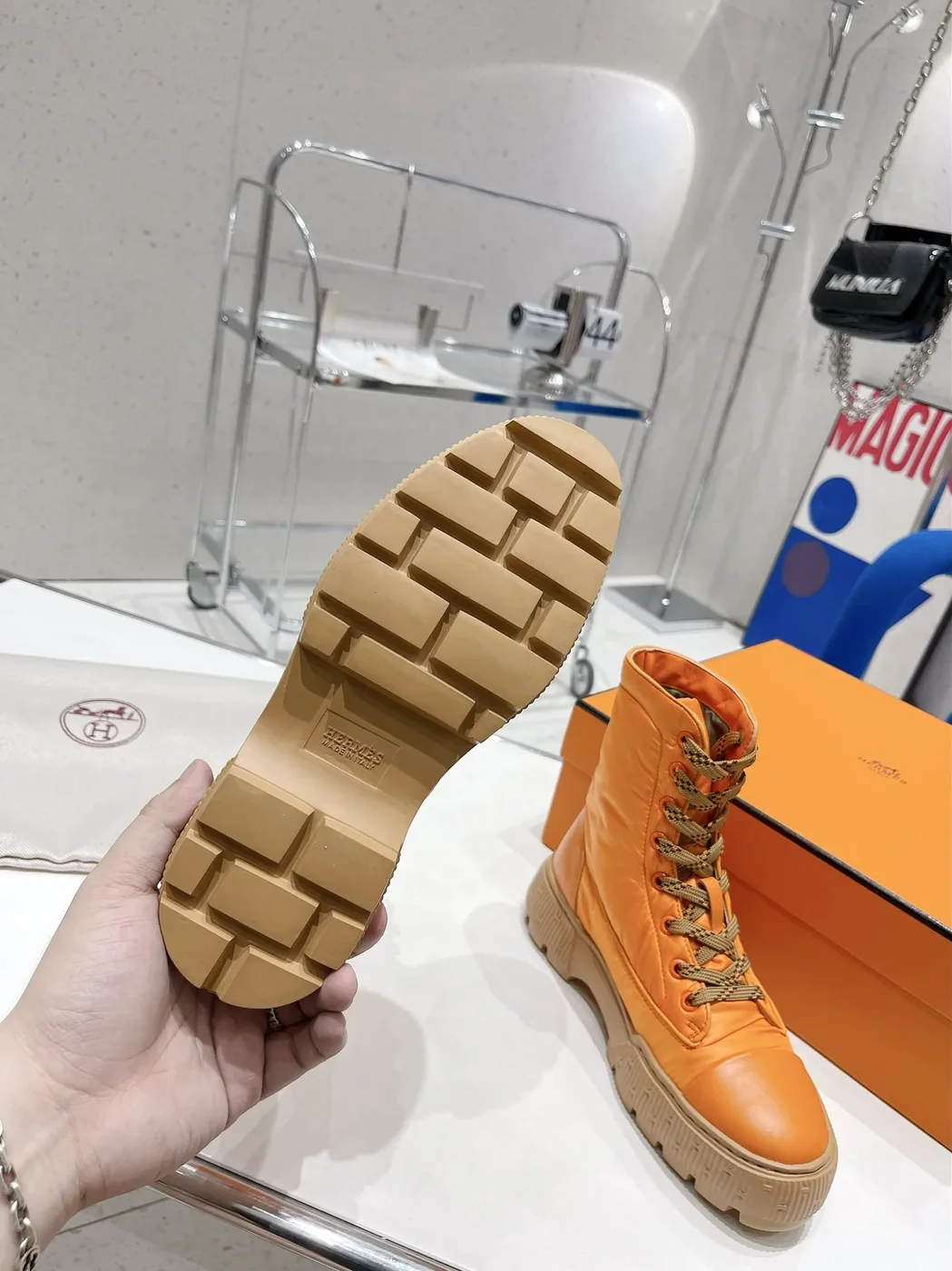 Hermes Fresh Ankle Boots Orange /