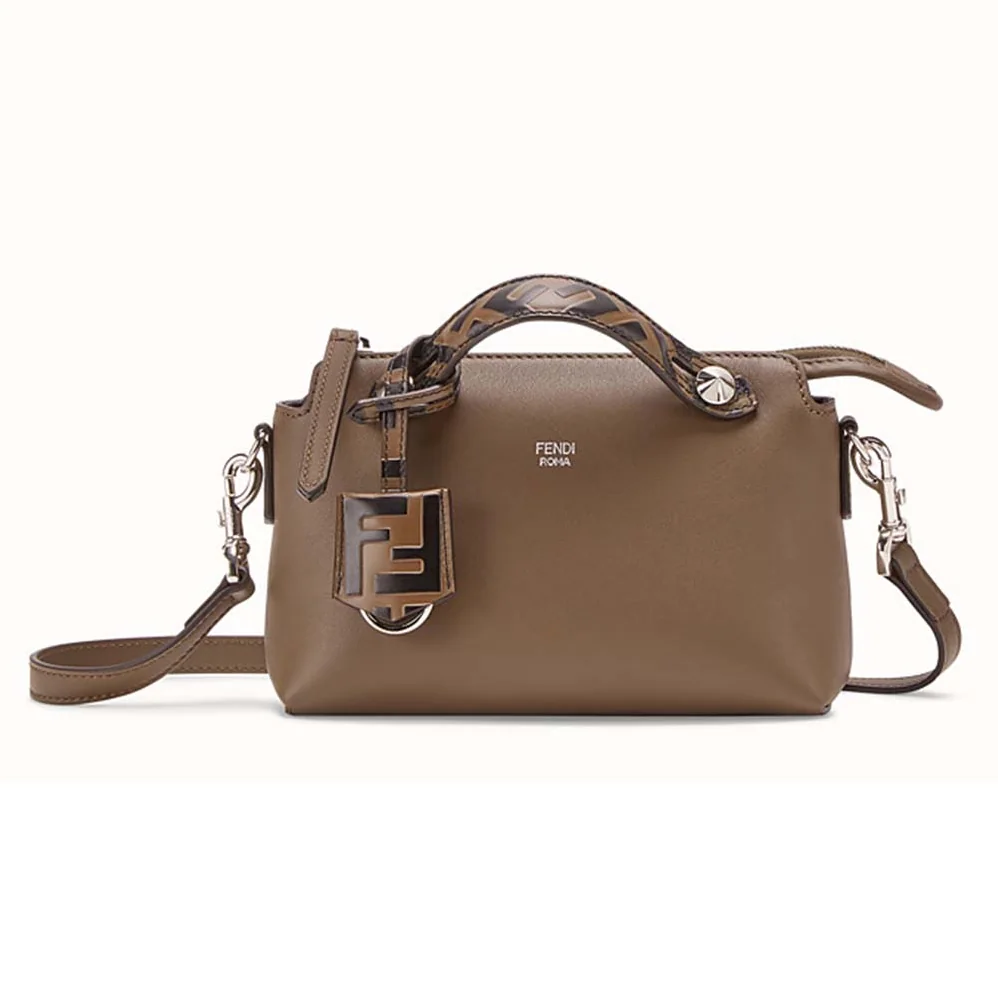 Fendi By the Way Mini Small Leather Boston Bag for Women in Brown Fendi By the Way Mini Small Leather Boston Bag for Women in Brown