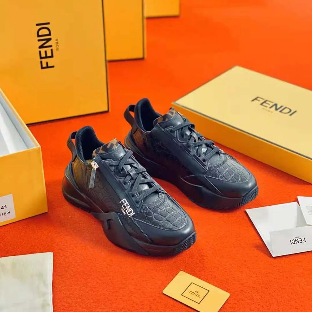 Fendi Sneakers Black Caiman Low for Women in Tops Fendi Sneakers Black Caiman Low for Women in Tops