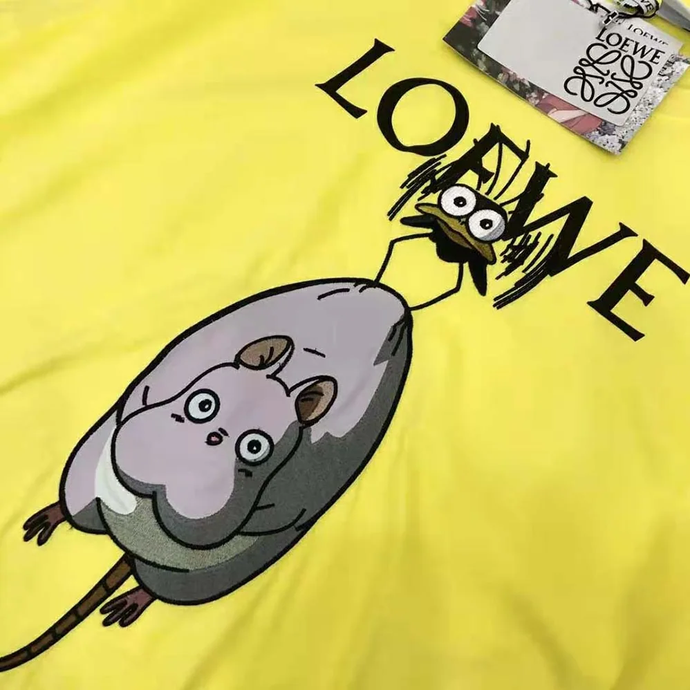 Loewe Yu-Bird T-shirt in Cotton for Men in Yellow Loewe Yu-Bird T-shirt in Cotton for Men in Yellow
