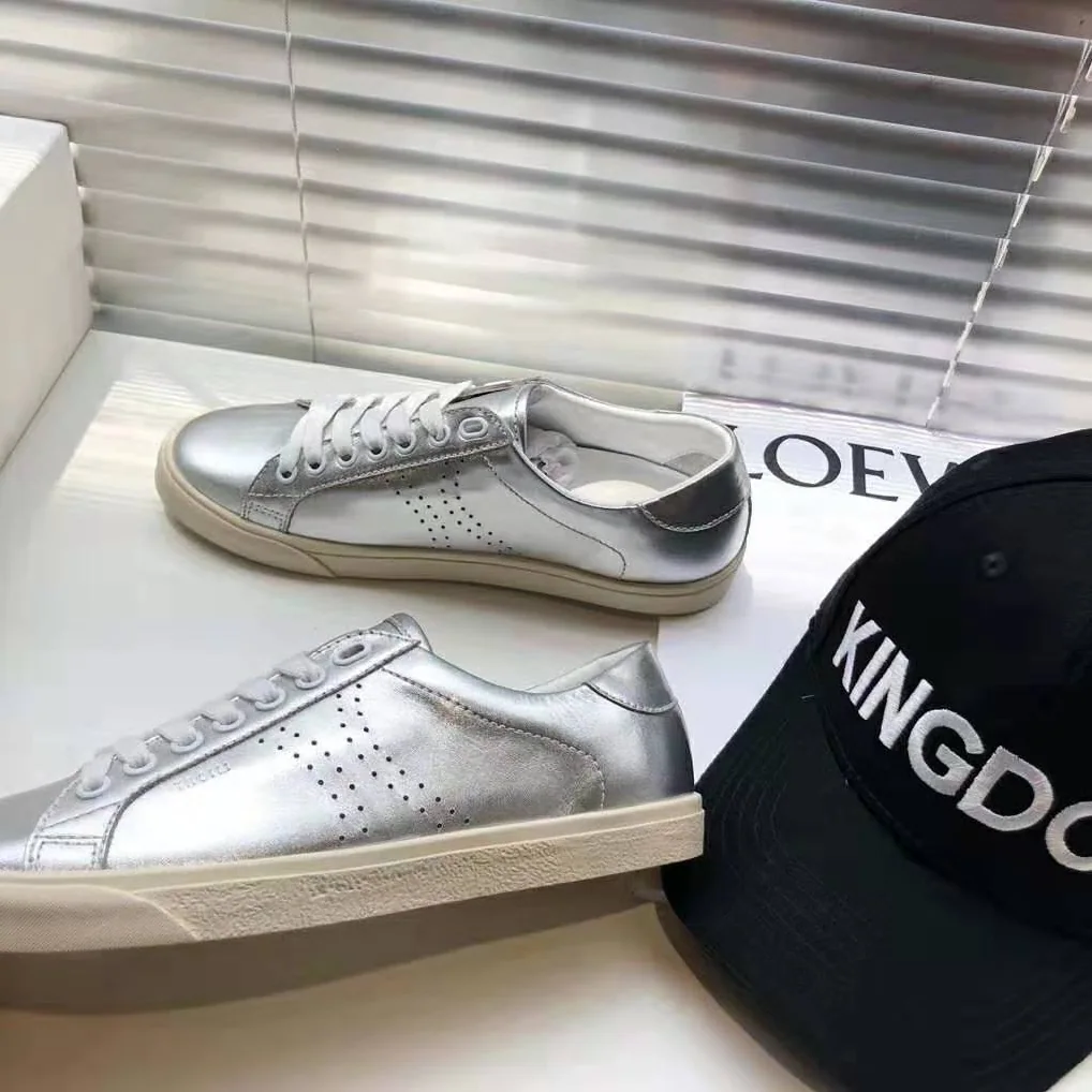 Celine Celine Triomphe Low Lace Up Sneaker Calfskin for Women in Silver