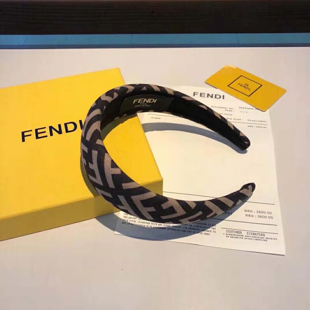 Fendi Headband in Brown Wool Cashmere and Silk for Women