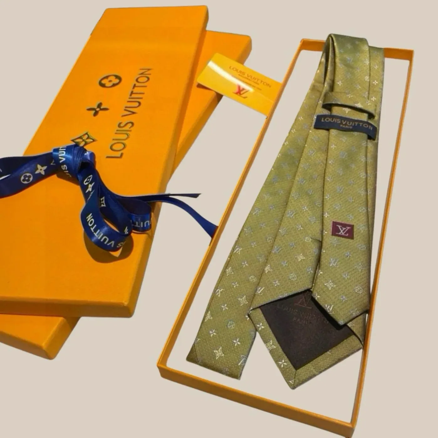 Louis Vuitton Monogram Silk Tie Mustard