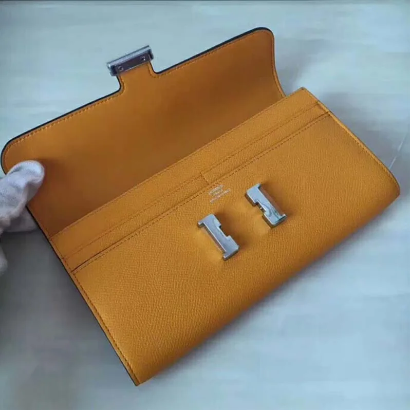 Hermes Constance Long Wallet in Calfskin Leather for Women in Orange Hermes Constance Long Wallet in Calfskin Leather for Women in Orange