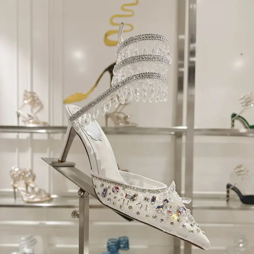 Rene Caovilla Chandelier White Pump 80 for Women Rene Caovilla Chandelier White Pump 80 for Women