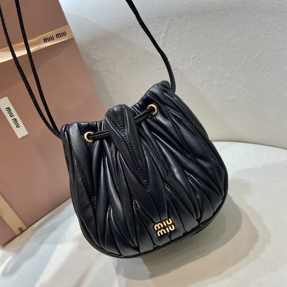 Miu Miu Matelassé Nappa Leather Pouch for Women in Black