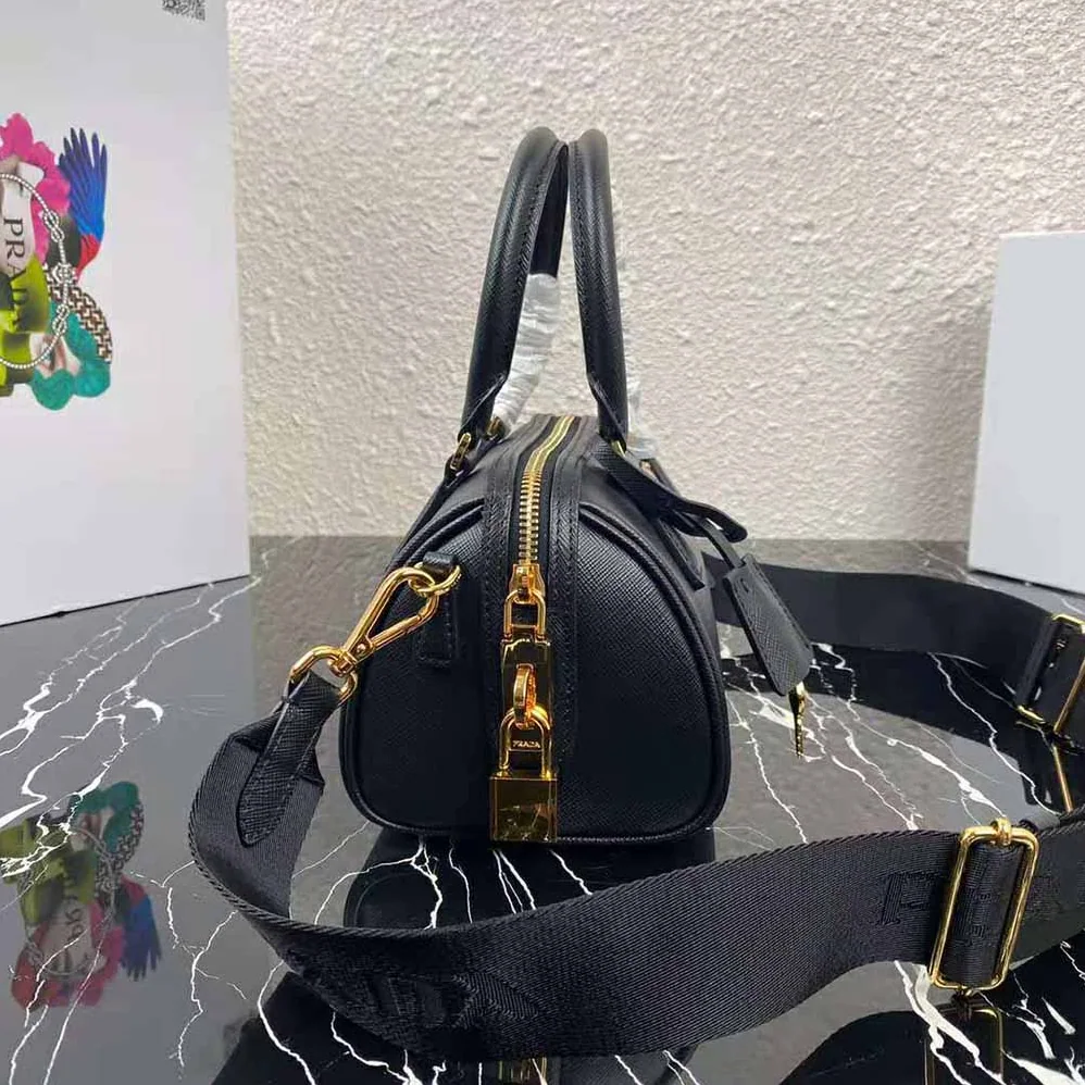 Prada Saffiano Leather Top-handle Bag for Women in Black