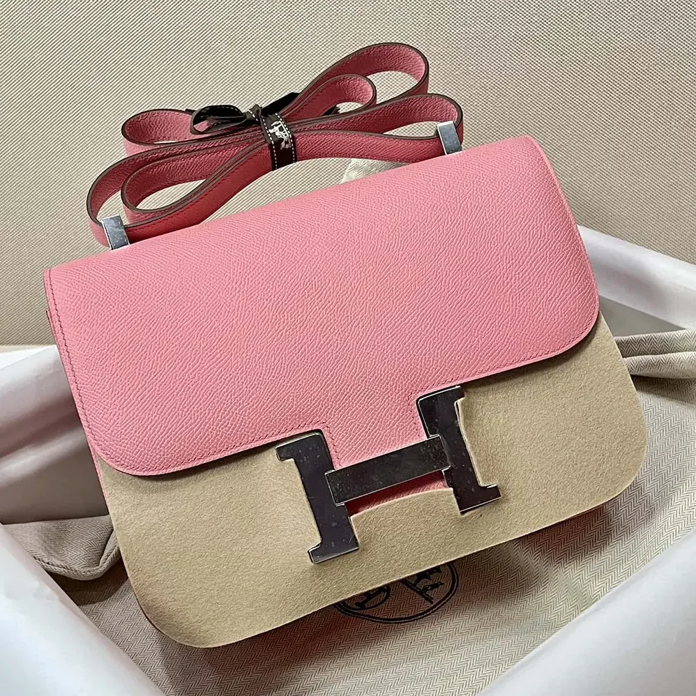 Hermes Constance 24 Bag Epsom Leather for Women in Pink/Silver Hermes Constance 24 Bag Epsom Leather for Women in Pink/Silver