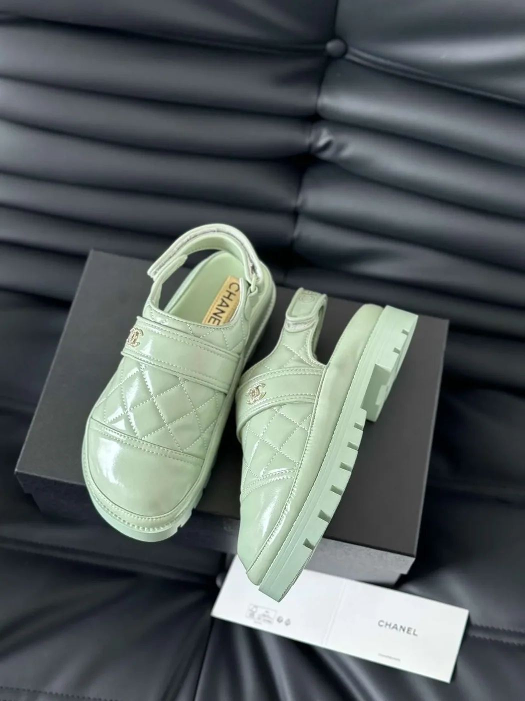 Chanel Velcro Sandal Green