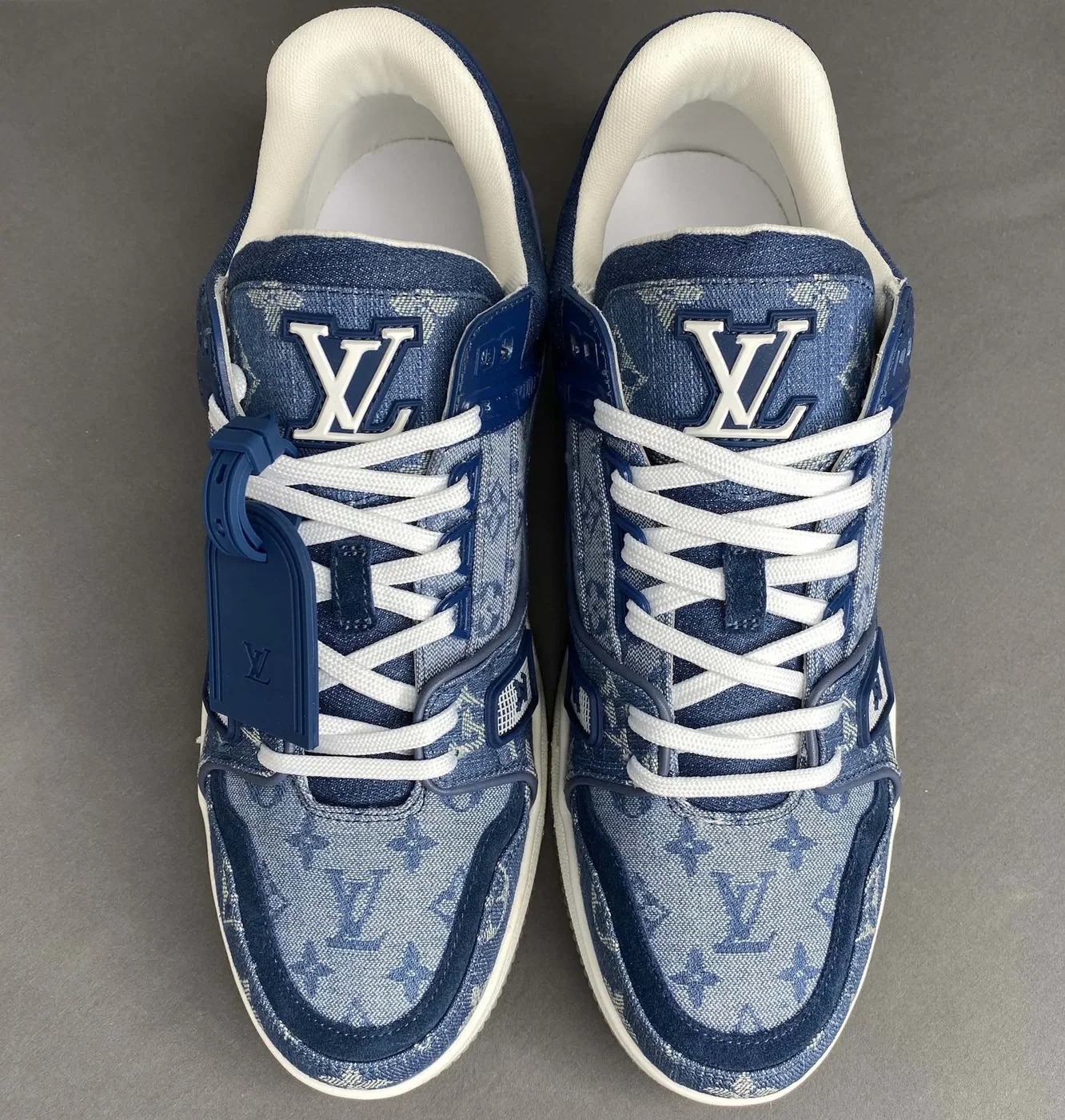 Louis Vuitton Trainer Sneaker Rubber Monogram Denim Blue Virgil Abloh