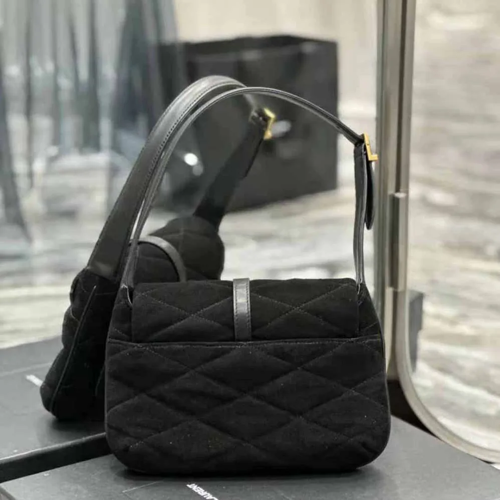 Saint Laurent YSL Le 57 Hobo Bag in Quilted Laquered Canvas and Leather for Women Saint Laurent YSL Le 57 Hobo Bag in Quilted Laquered Canvas and Leather for Women