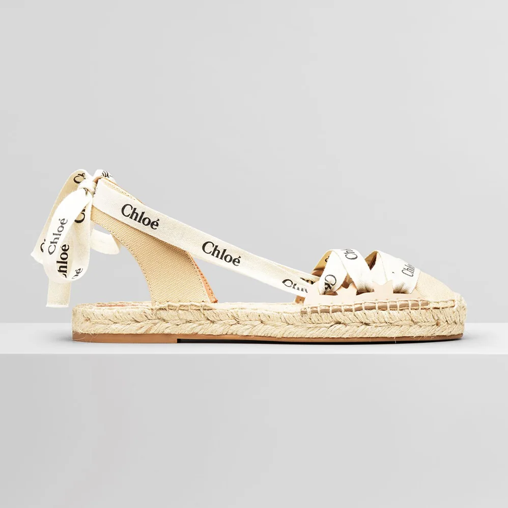 Chloe Lngrid Lace-up Espadrilles in Canvas and Calfskin for Women Chloe Lngrid Lace-up Espadrilles in Canvas and Calfskin for Women