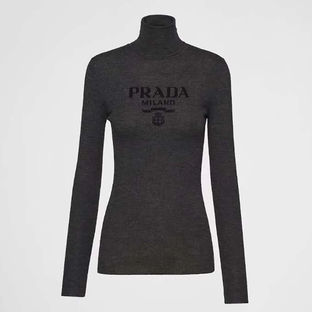 Prada Superfine Wool Turtleneck Sweater for Women in Black