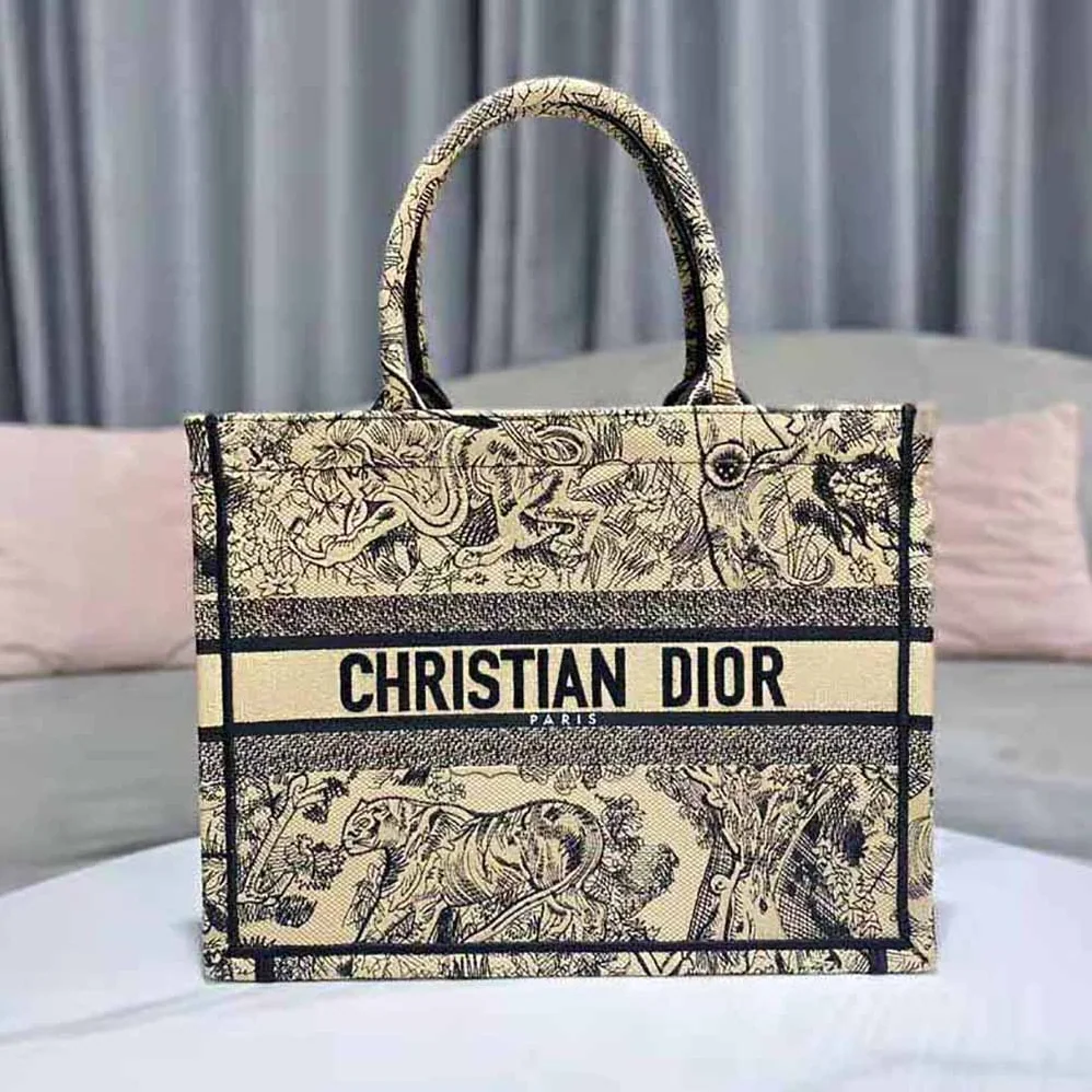 Dior Medium Dior Book Tote Brown Toile de Jouy Embroidery for Women