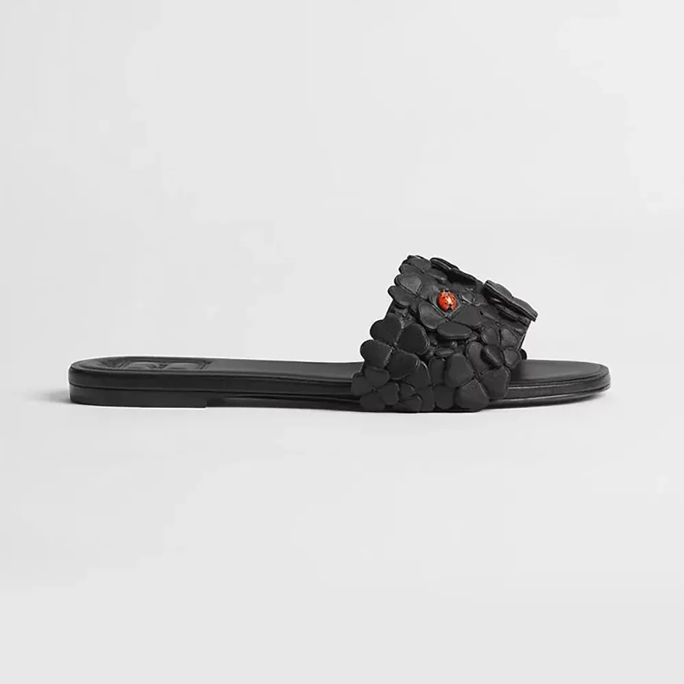 Dior Bloom Slide Black Dior Clover Embroidered Lambskin for Women