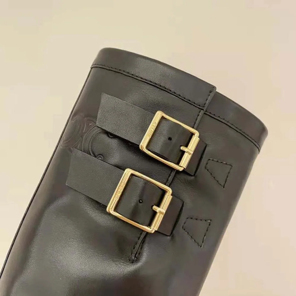 Celine Bulky Mid Biker Boot with Harness in Calfskin – Vegetal Tanning for Women in Black Celine Bulky Mid Biker Boot with Harness in Calfskin – Vegetal Tanning for Women in Black