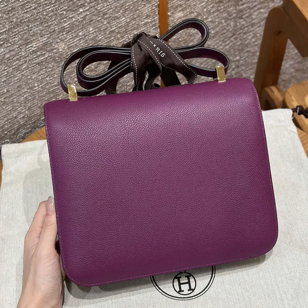 Hermes Constance 24 Bag Epsom Leather for Women in Purple/Gold
