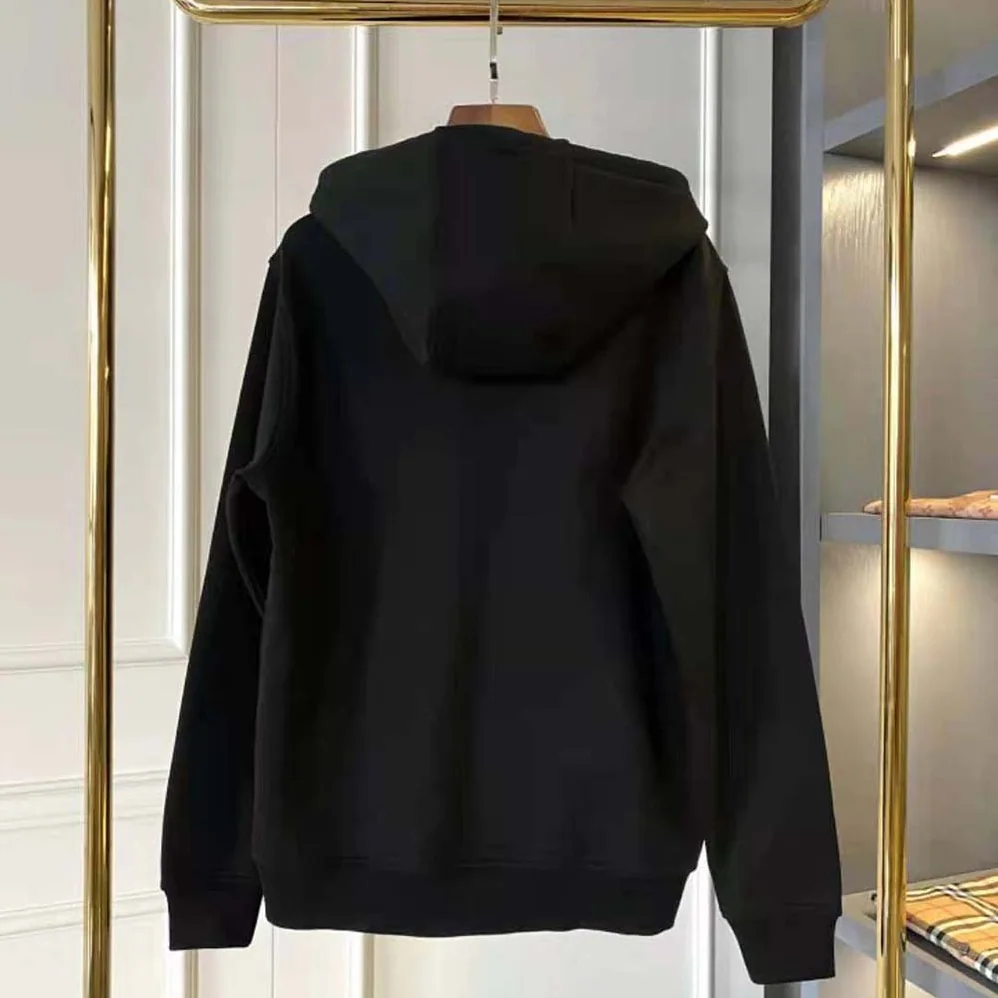 Burberry Icon Stripe Detail Cotton Hooded Top for Men in Black