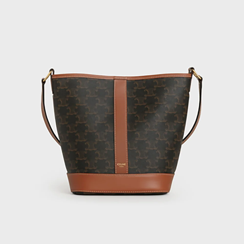 Celine Small Bucket in Triomphe Canvas for Women in Brown Celine Small Bucket in Triomphe Canvas for Women in Brown