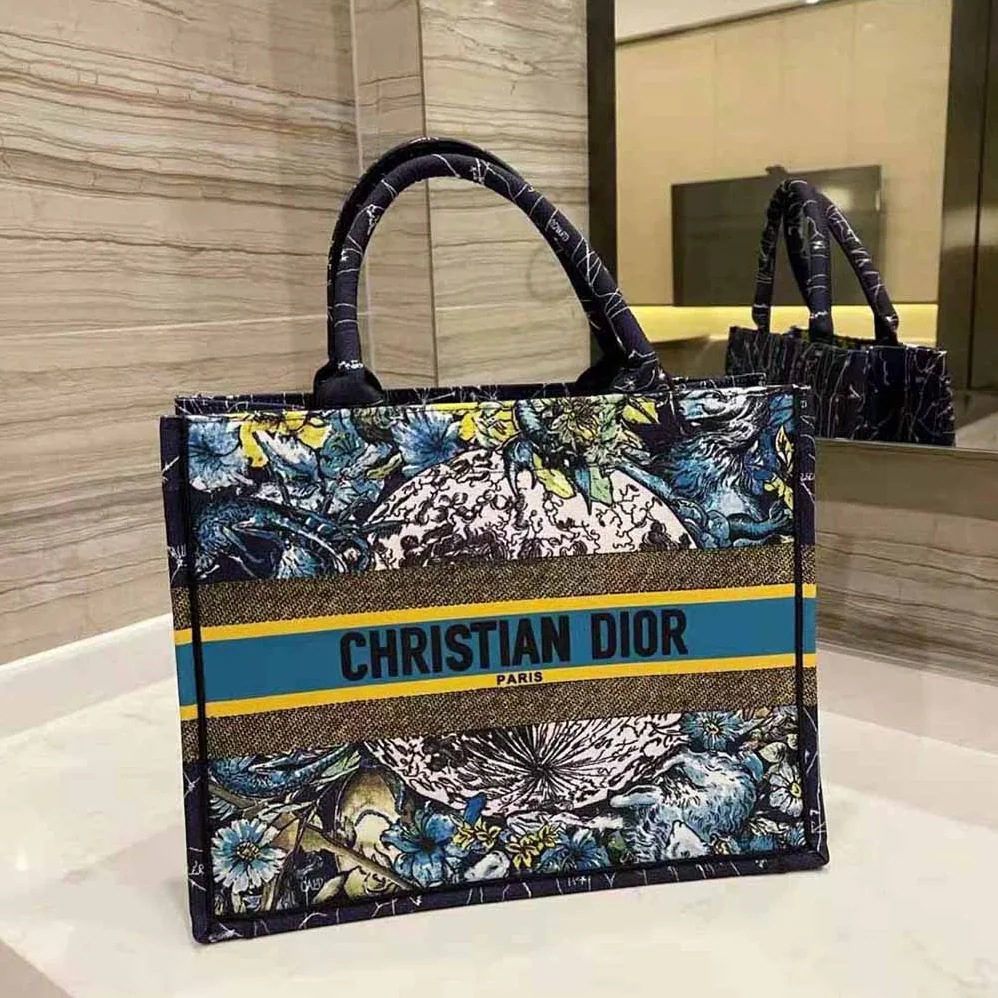 Dior Small Dior Book Tote Blue Dior Constellation Embroidery for Women