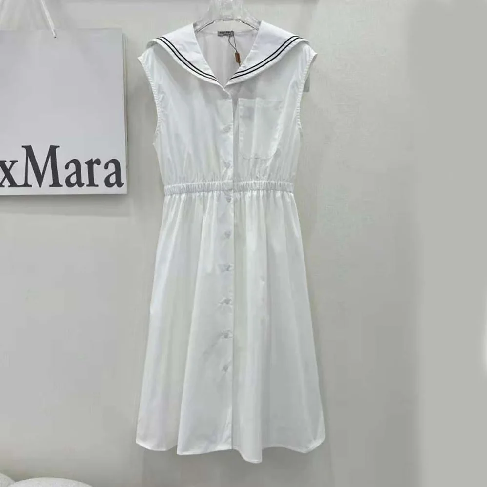 Miu Miu Sailor Poplin Dress with Embroidered Logo for Women
