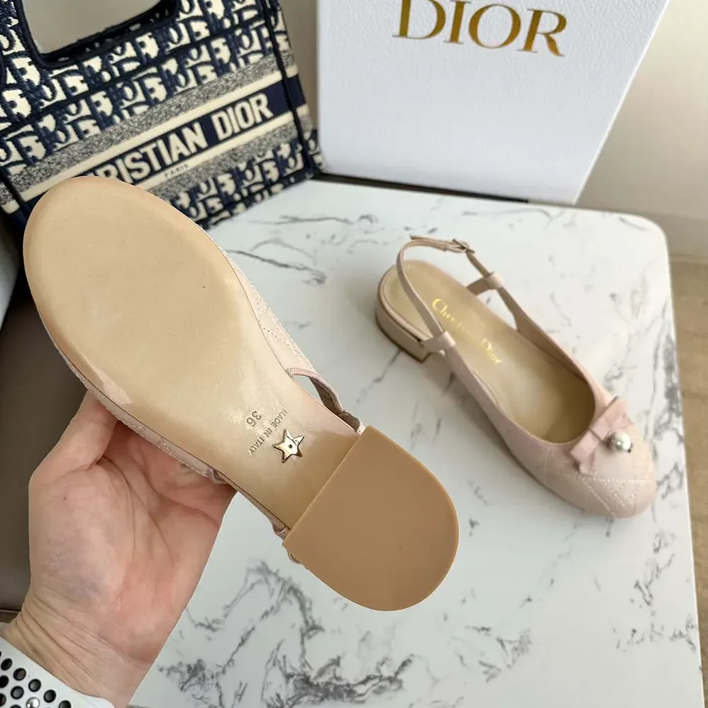 Dior Ballet Slingback Pump Nude Quilted Cannage Calfskin for Women Dior Ballet Slingback Pump Nude Quilted Cannage Calfskin for Women