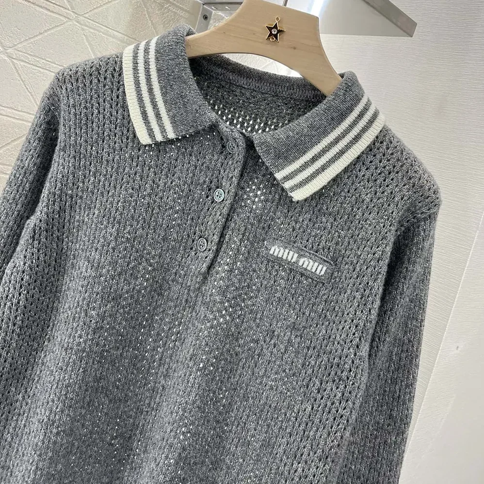 Miu Miu Wool and Cashmere Polo Sweater for Women Miu Miu Wool and Cashmere Polo Sweater for Women