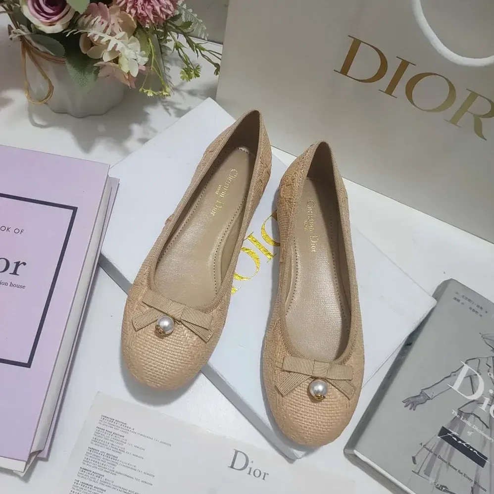 Dior Dior Ballet Flat Natural Cannage Raffia for Women Dior Dior Ballet Flat Natural Cannage Raffia for Women