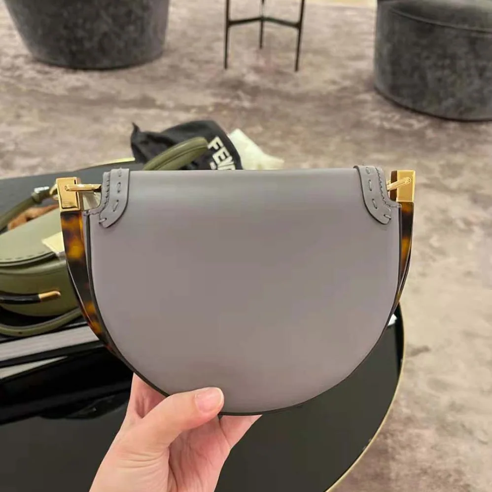 Fendi Moonlight Hand-Stitched Leather Satchel Bag for Women in Silver