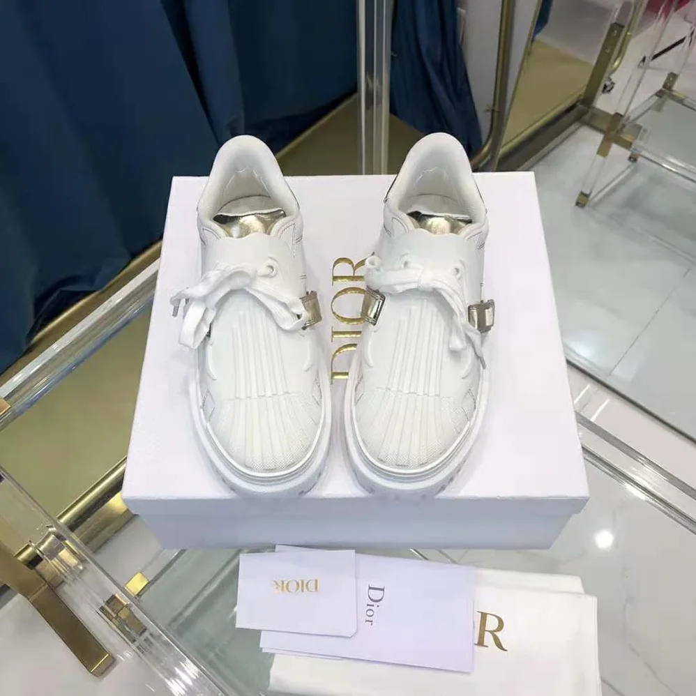 Dior Dior-id Sneaker White Calfskin and Gold for Women in Tone Laminate