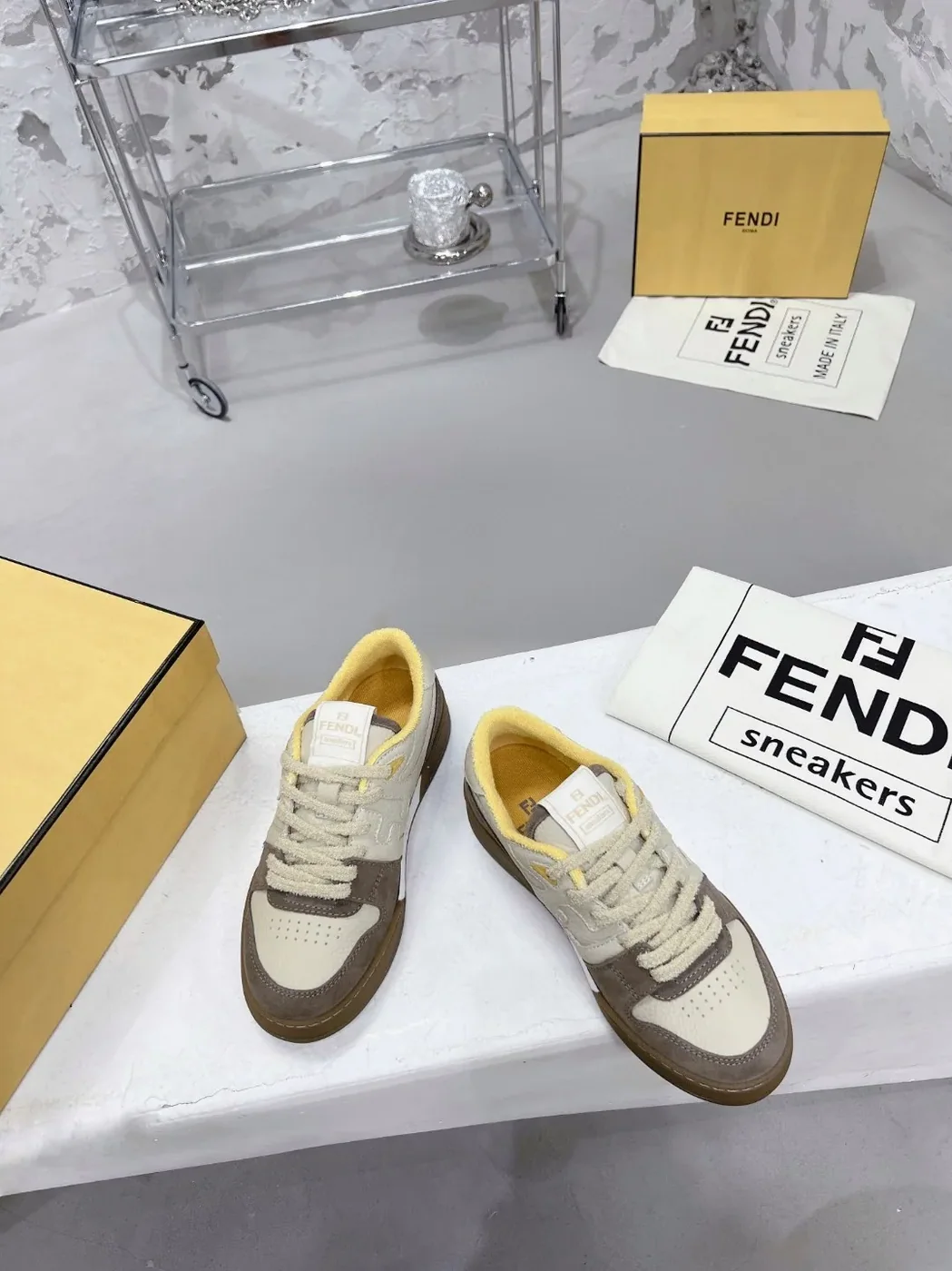 Fendi FD Fendi Match Low Tops Sneakers Brown 7E1493AHH2F1FHU