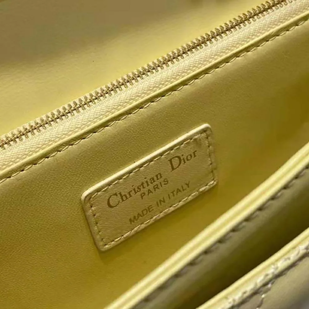 Dior Miss Dior Top Handle Bag Pastel Yellow Cannage Lambskin for Women