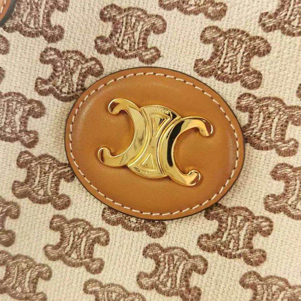 Celine Horizontal Cabas in Textile with Triomphe Embroidery for Women in Brown Celine Horizontal Cabas in Textile with Triomphe Embroidery for Women in Brown