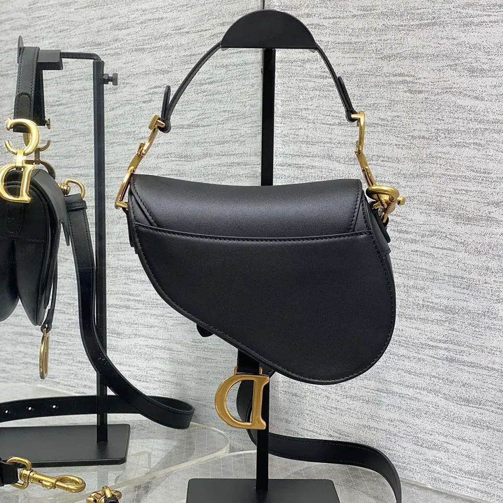 Dior Mini Saddle Bag with Strap Black Grained Calfskin for Women Dior Mini Saddle Bag with Strap Black Grained Calfskin for Women