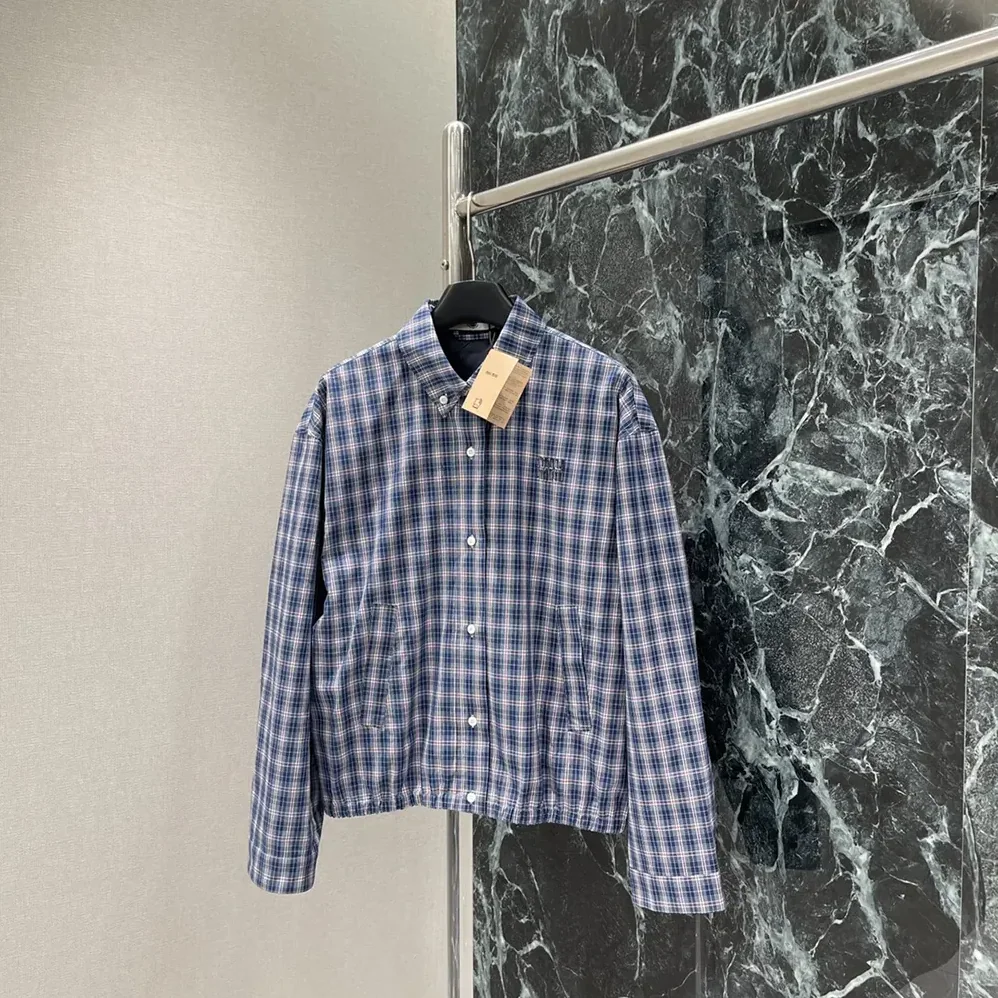 Miu Miu Checked Fabric Blouson Jacket for Women Miu Miu Checked Fabric Blouson Jacket for Women