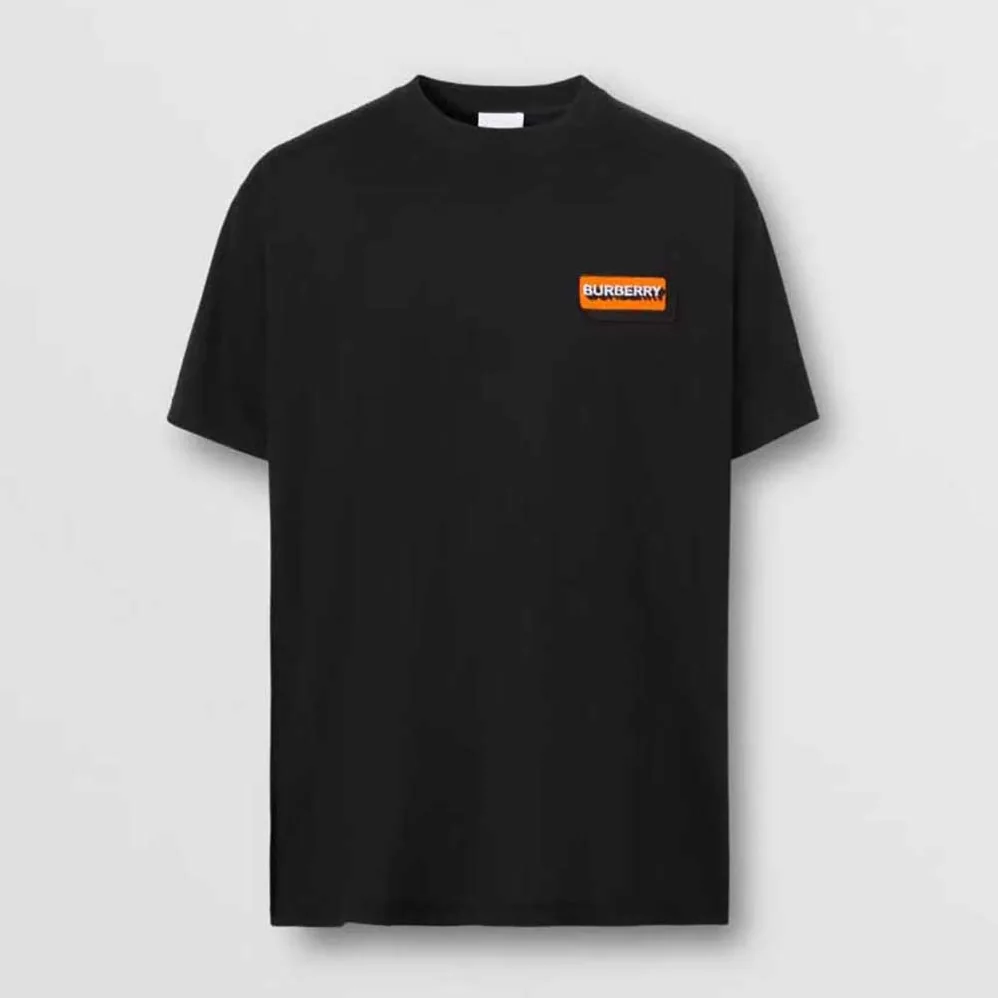Burberry Logo Appliqué Cotton Oversized T-shirt for Women in Black